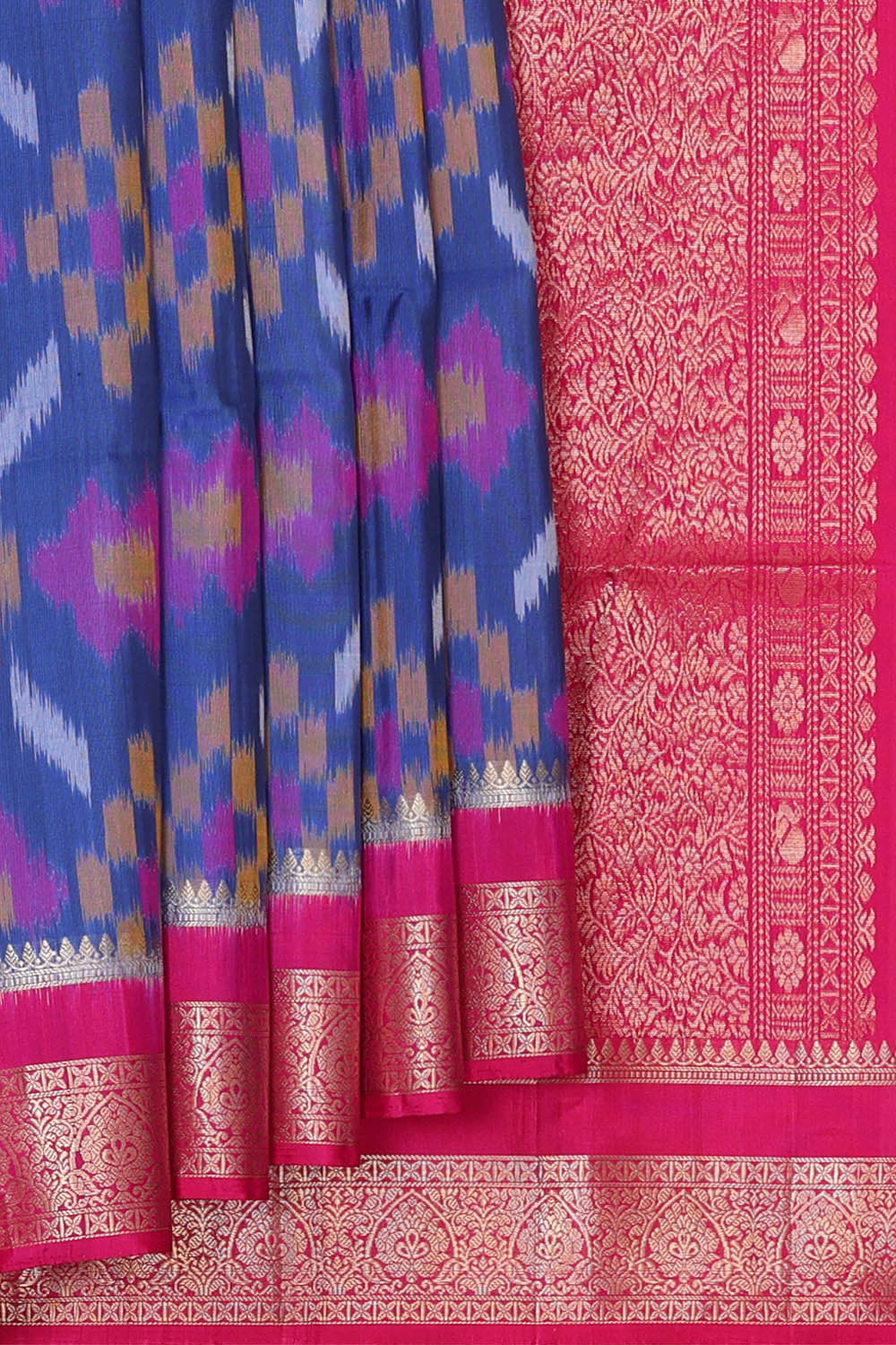 Image of Dark Blue Silk Saree