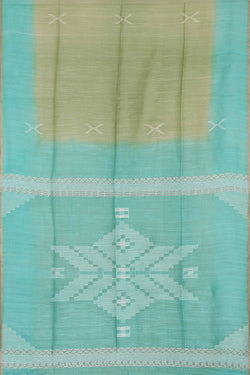 Image of Tussar Pista Green Embroidered Saree