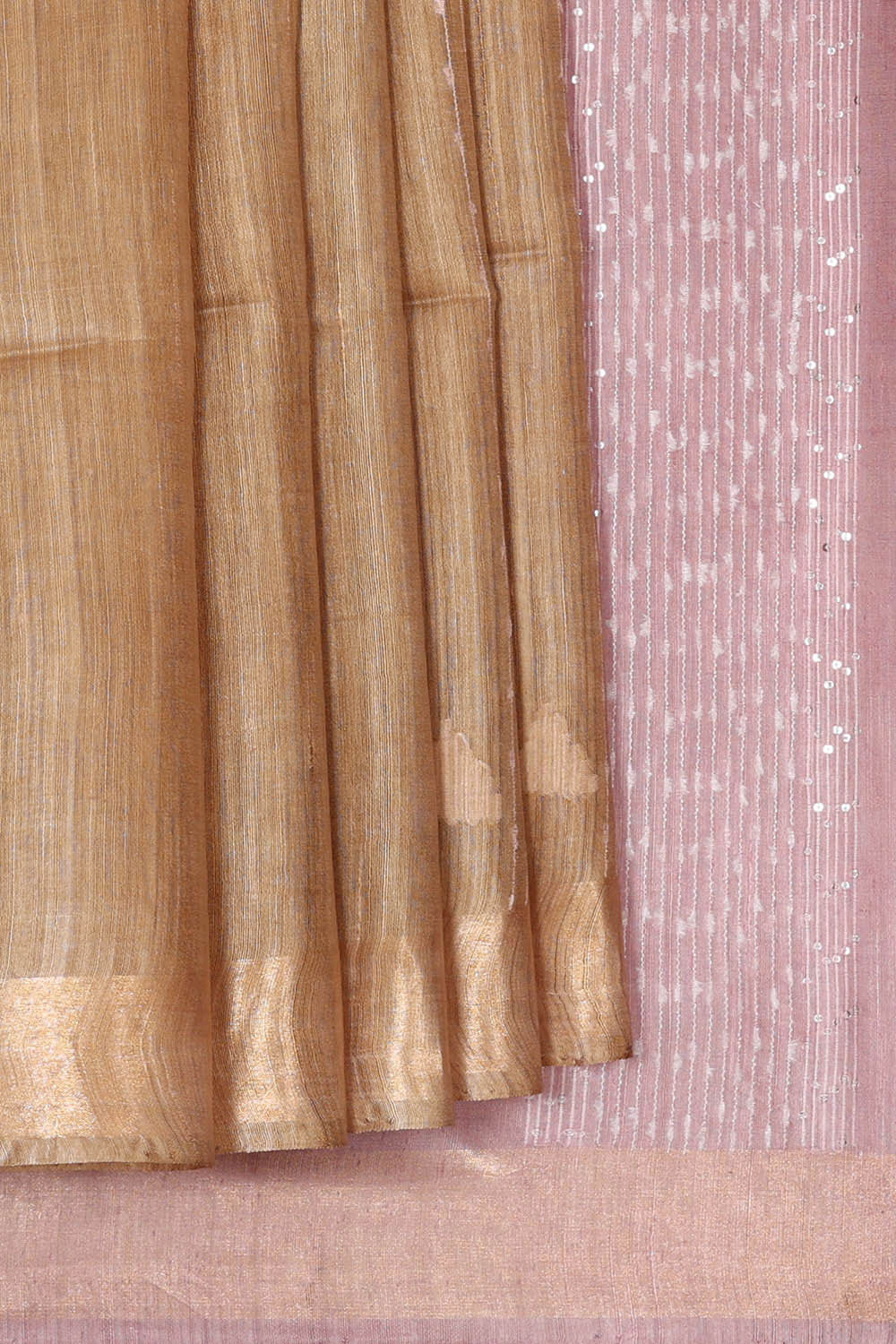 Image of Tussar Golden Cream Embroidered Saree