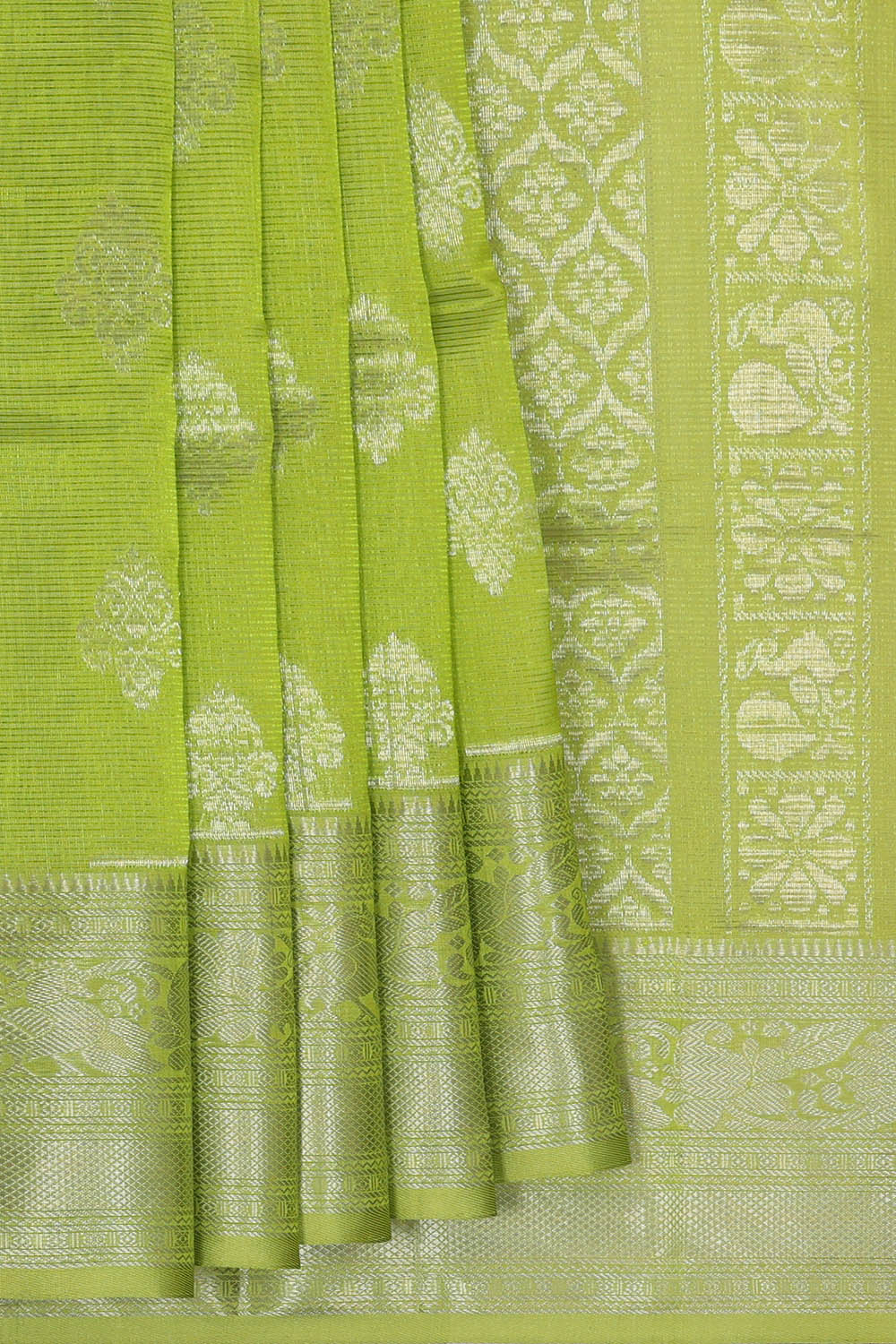 Image of Kuppadam Cotton Silk Green Saree