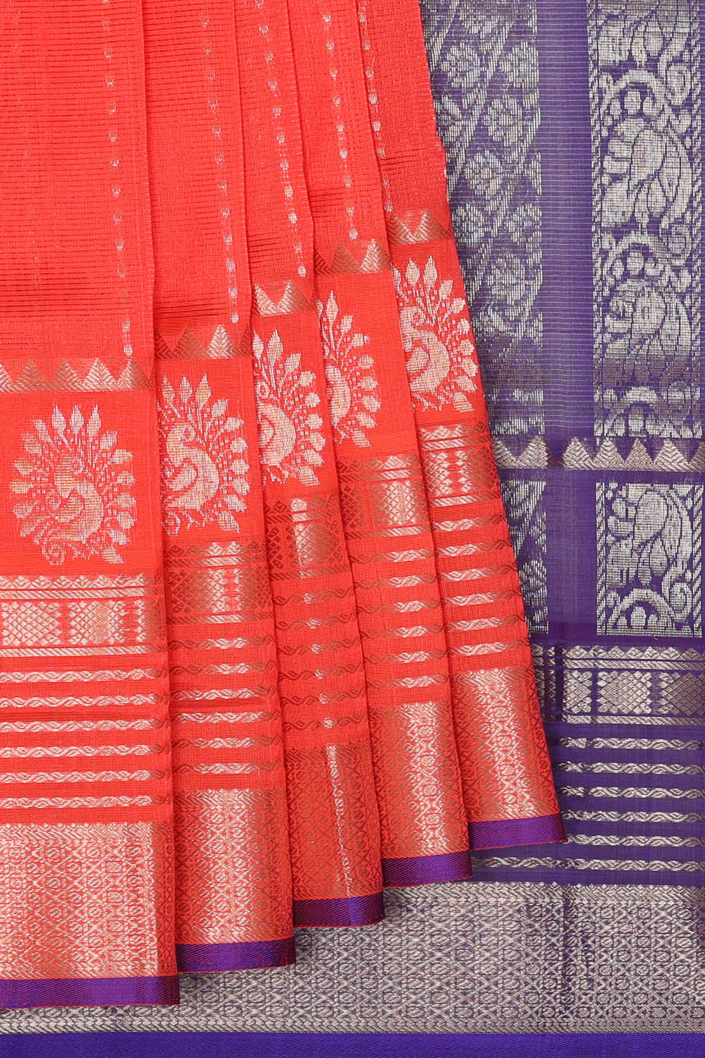 Image of Kuppadam Cotton Silk Pink Saree