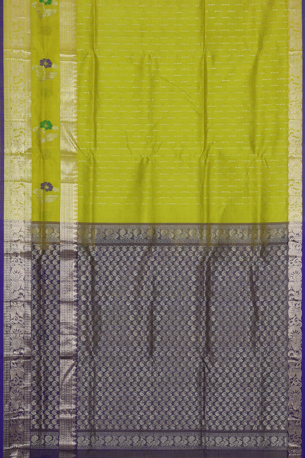 Image of Kuppadam Cotton Silk Green Saree