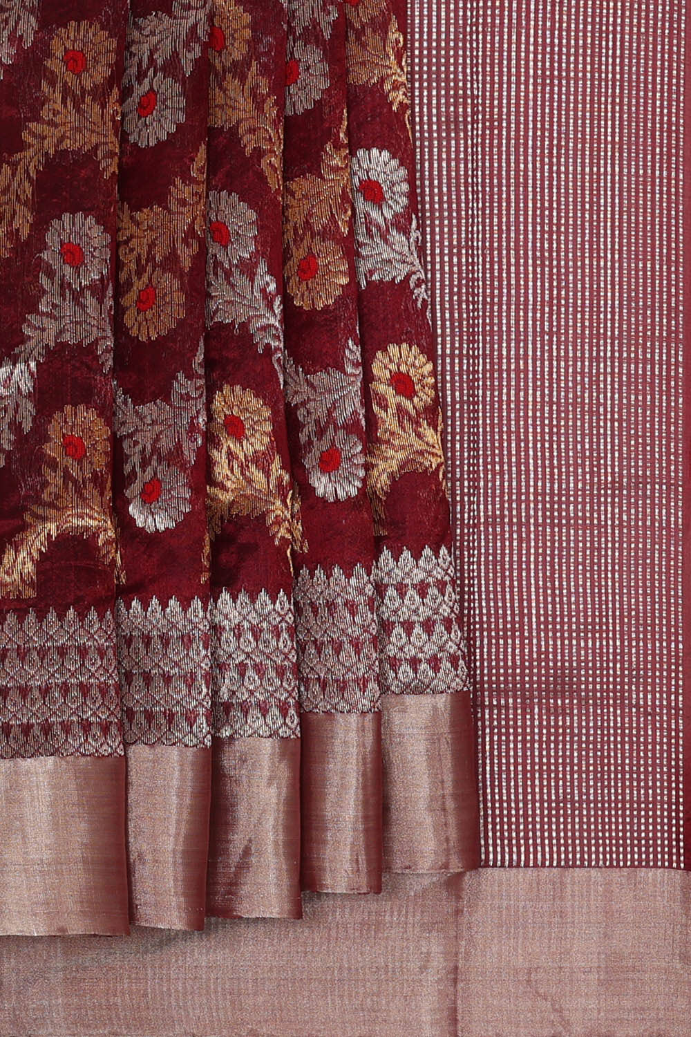 Image of Chanderi Silk Maroon Saree