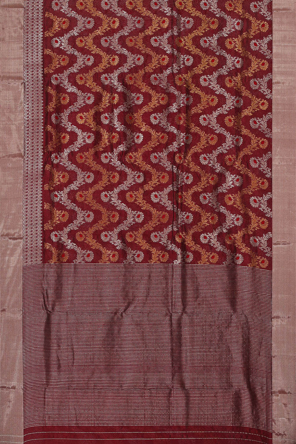 Image of Chanderi Silk Maroon Saree