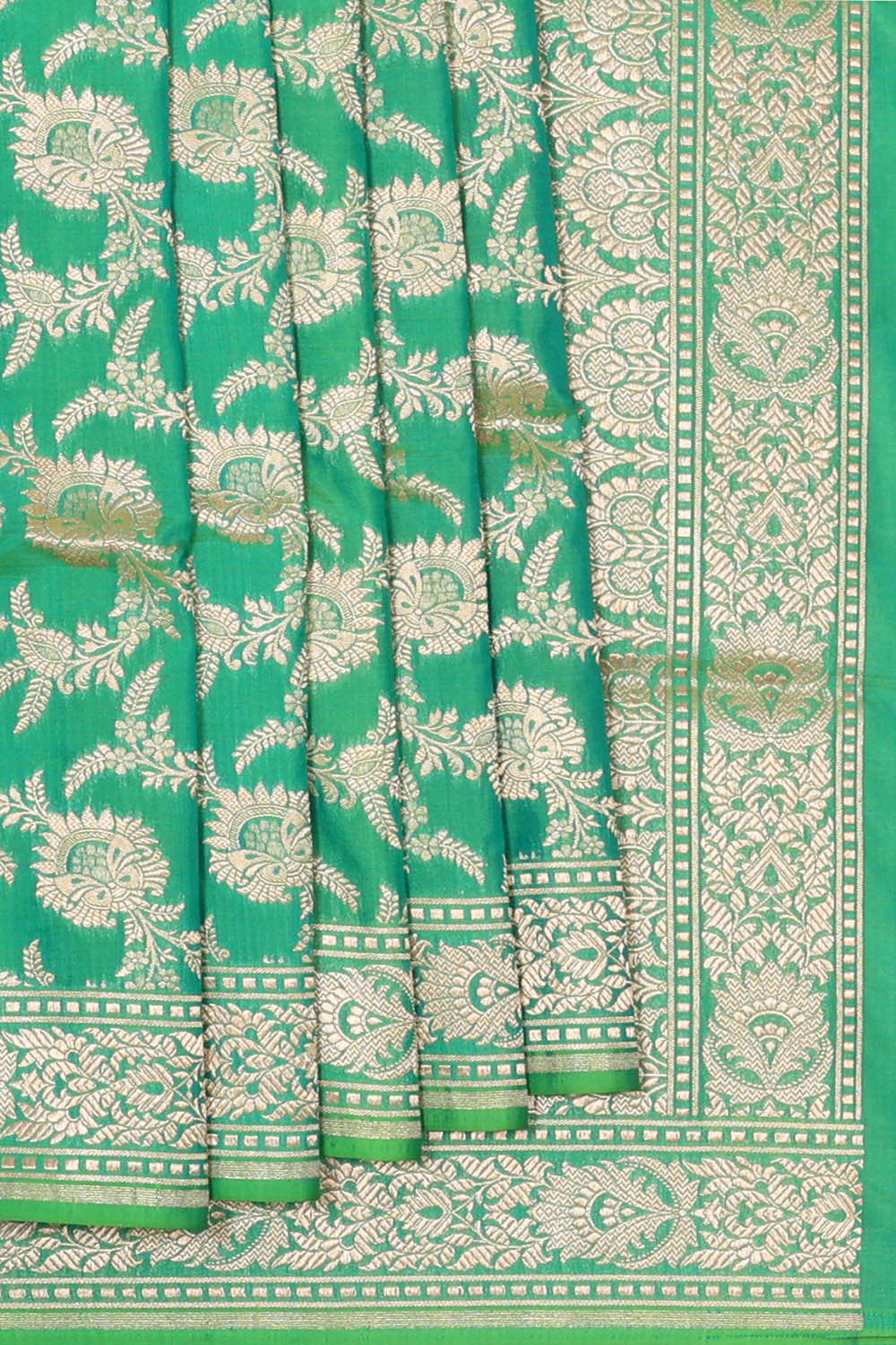 Image of Banarasi Silk Emerald Green Saree