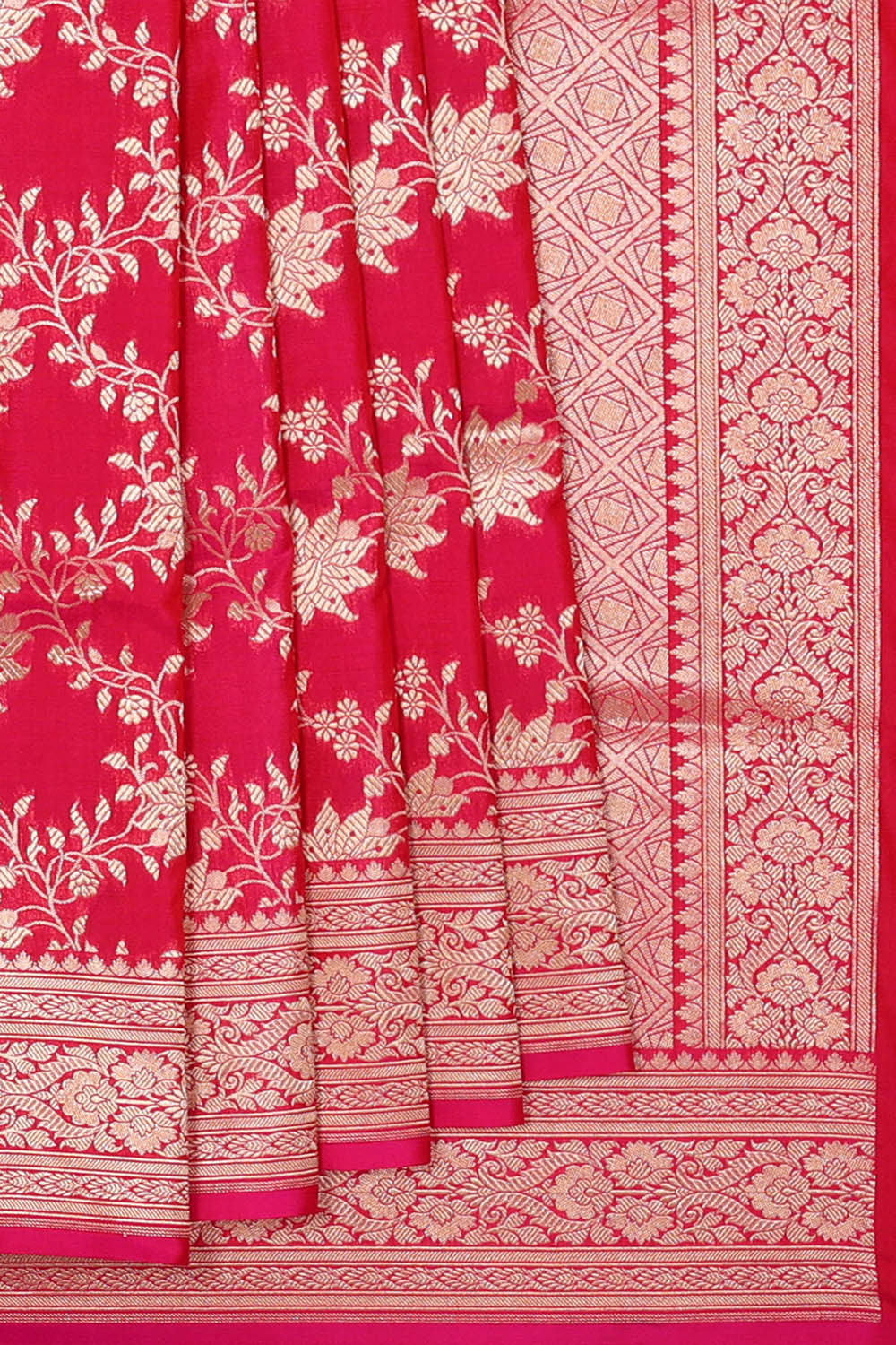 Image of Banarasi Silk Pinkish Red Saree
