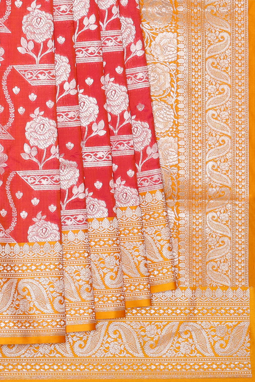 Image of Banarasi Silk Red Saree