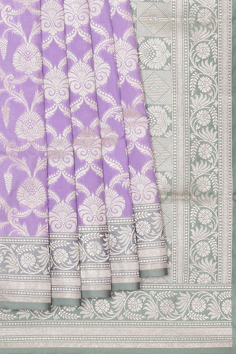 Image of Banarasi Silk Lavender Saree