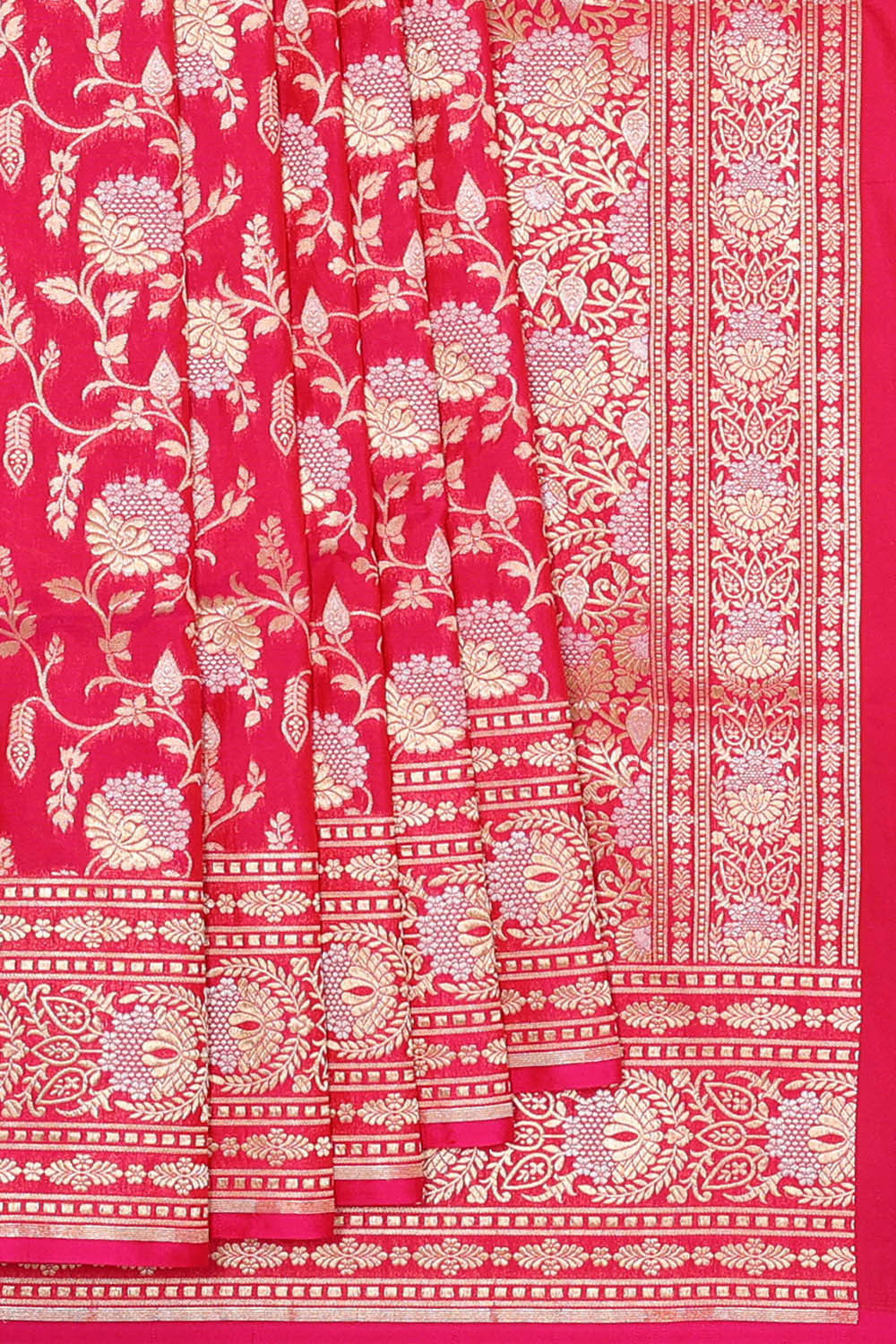 Image of Banarasi Silk Pinkish Red Saree