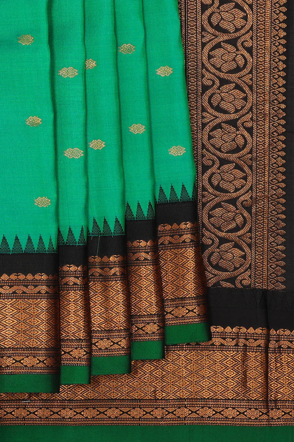 Image of Gadwal Silk Jade Green Saree