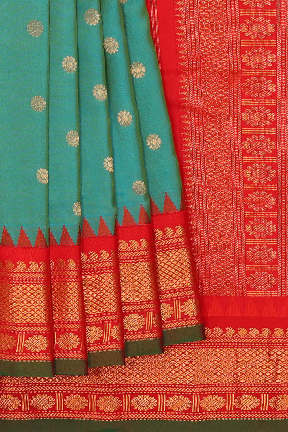 Gadwal Silk Deep Sea Green Saree