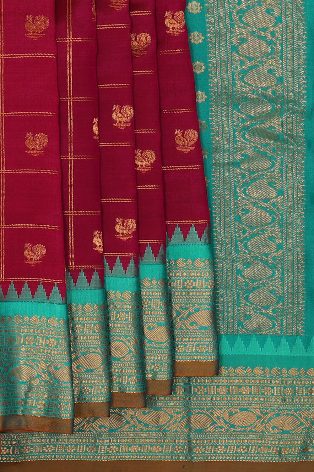 Gadwal Silk Dark Red Saree