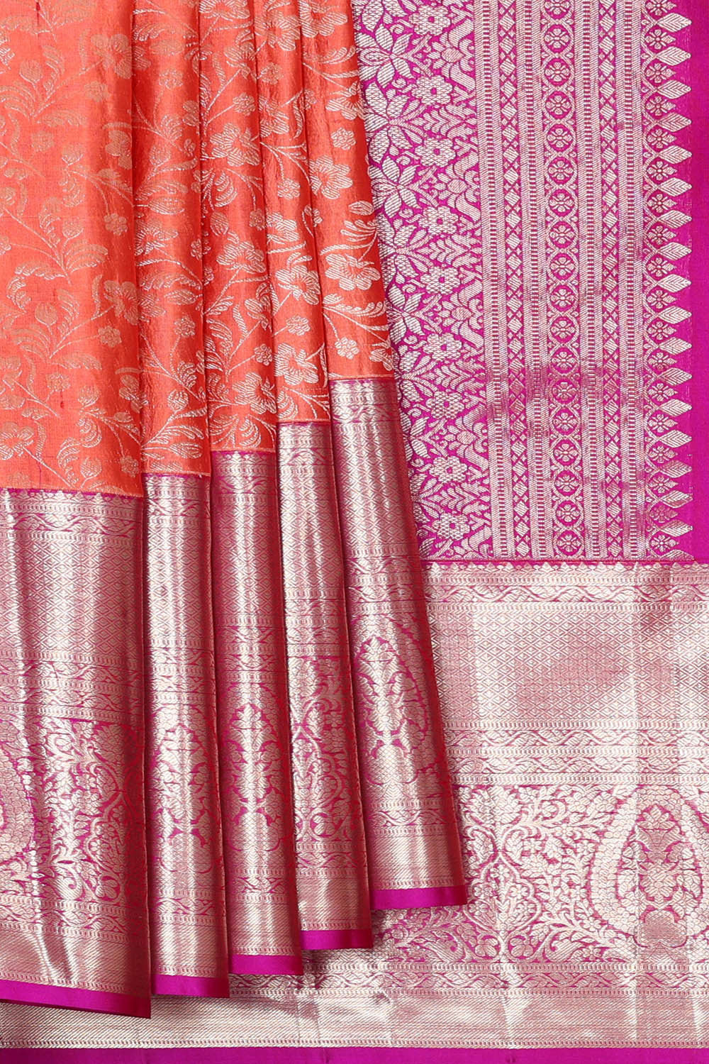 Image of Kanchipattu Dark Peach Brocade Saree