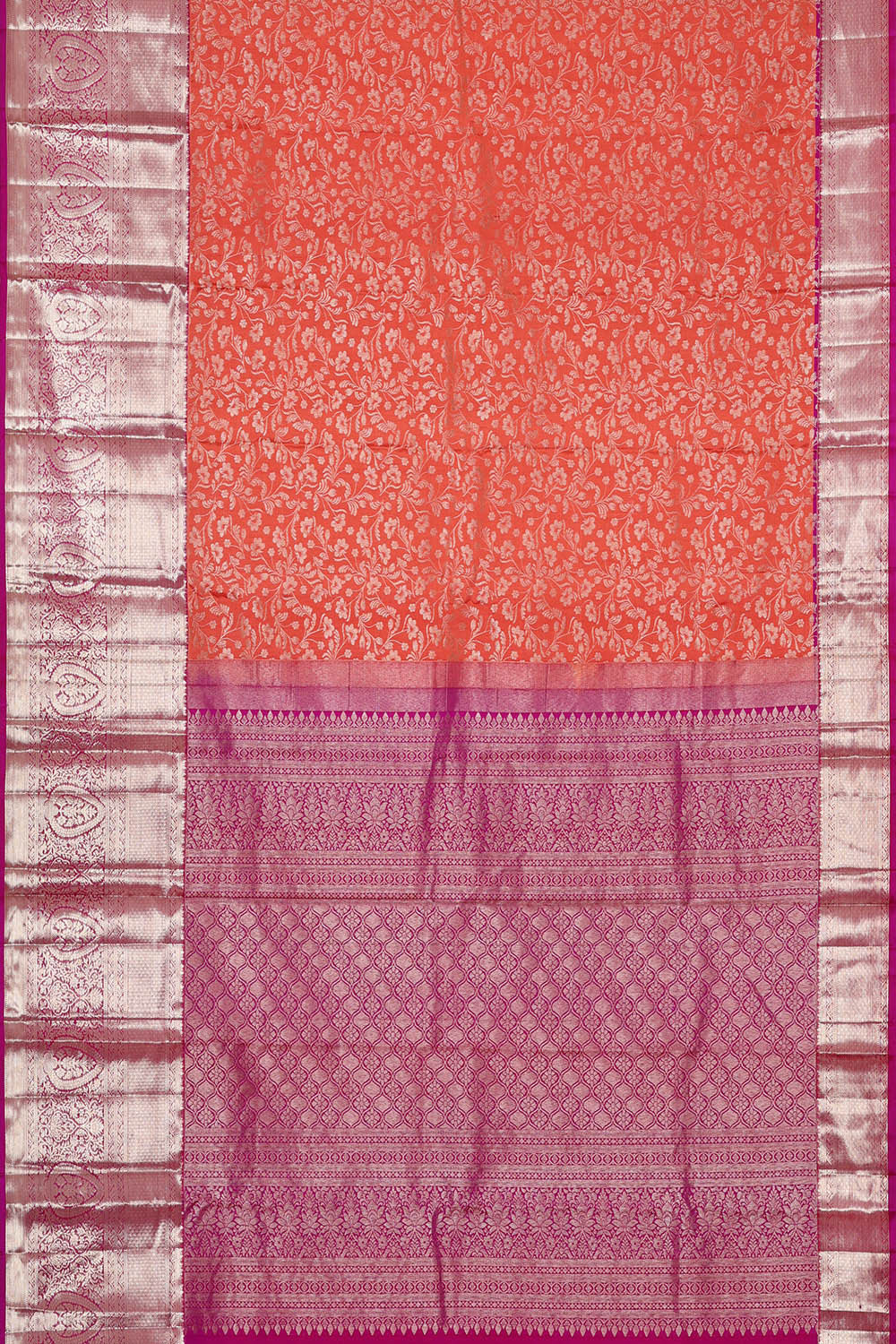 Image of Kanchipattu Dark Peach Brocade Saree