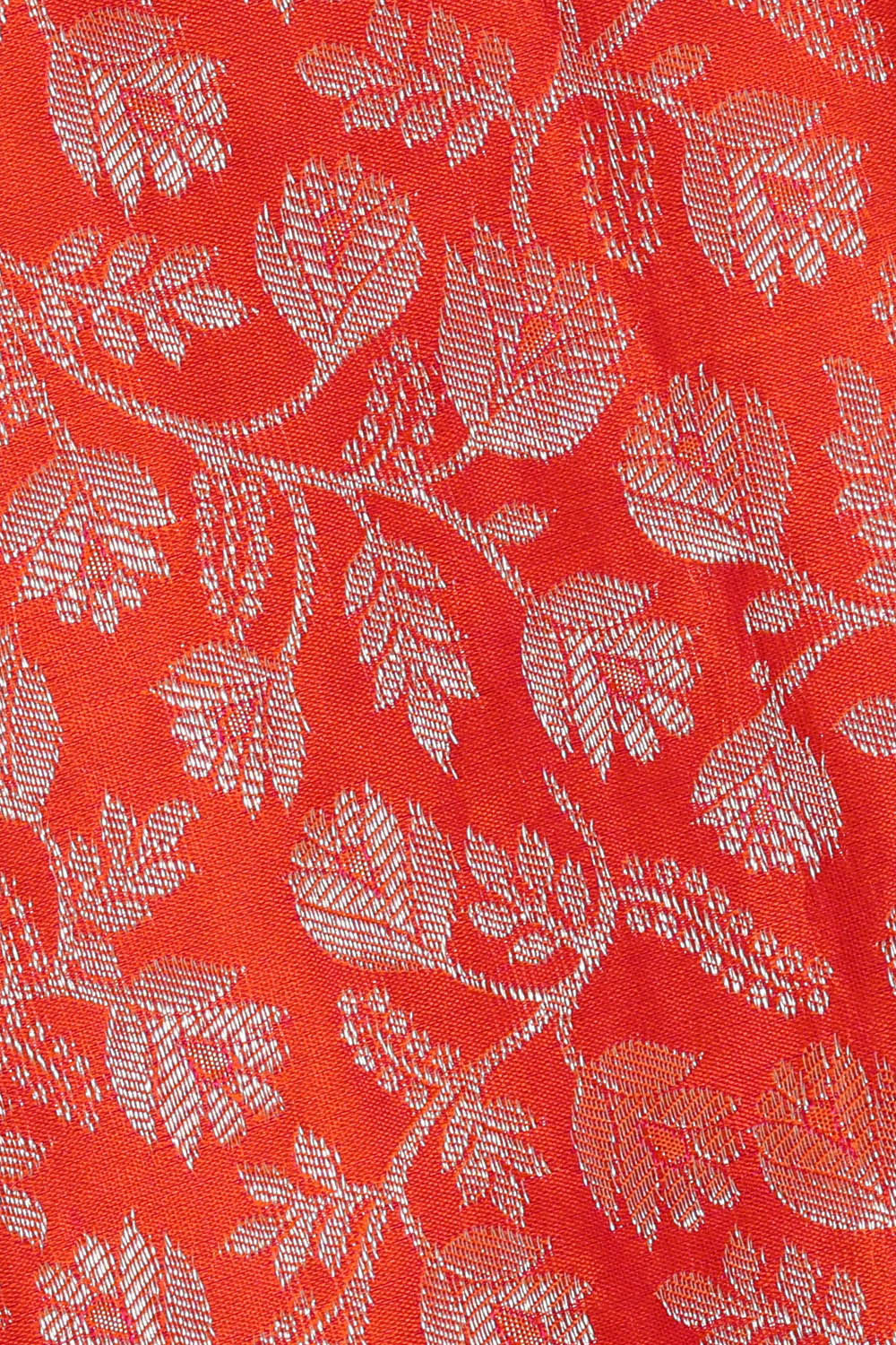 Image of Kanchipattu Red Orange Brocade Saree
