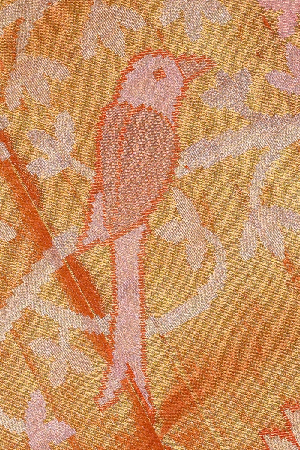 Kanchipattu Orange Tissue Brocade Saree