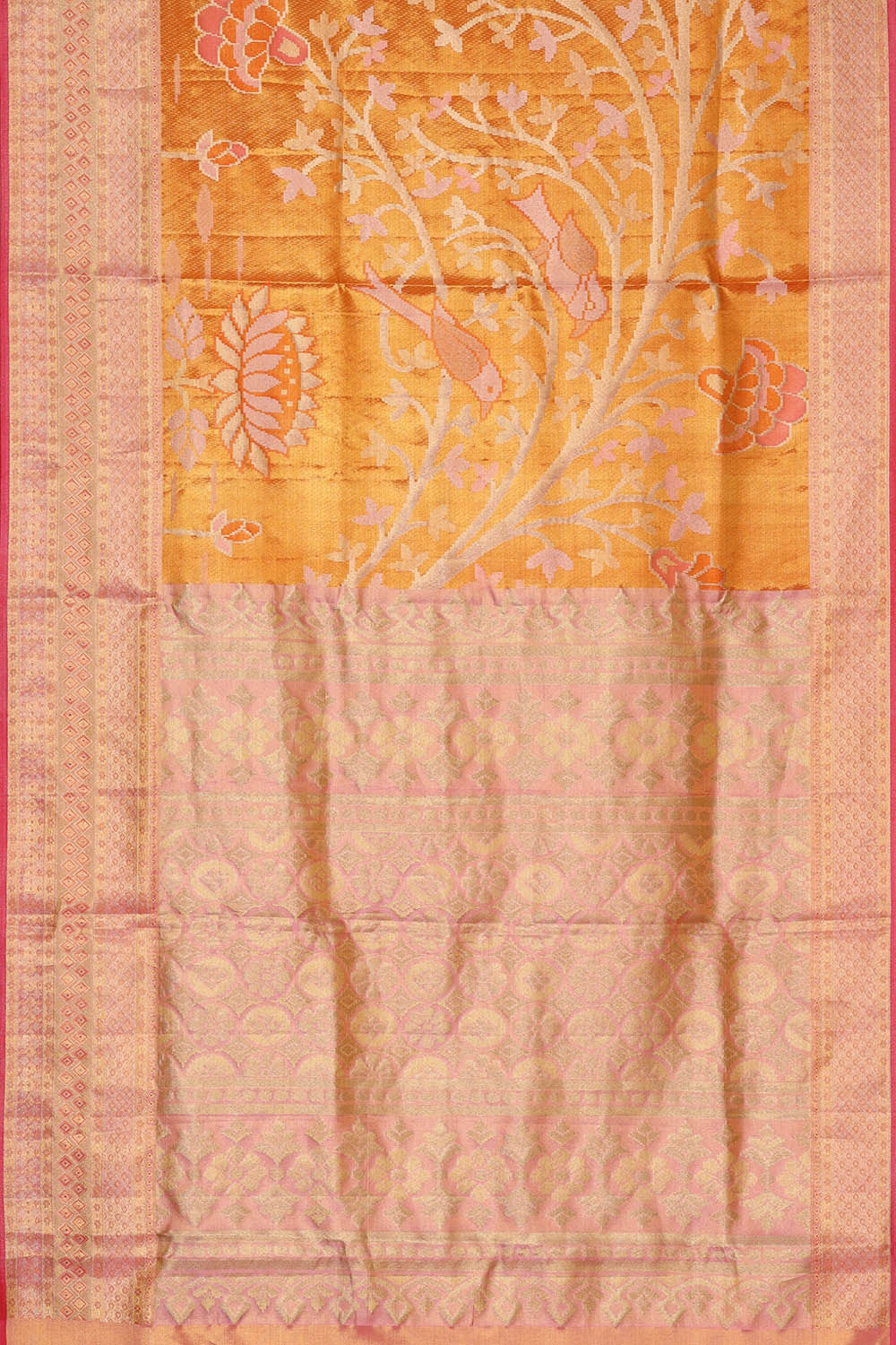 Image of Kanchipattu Orange Tissue Brocade Saree