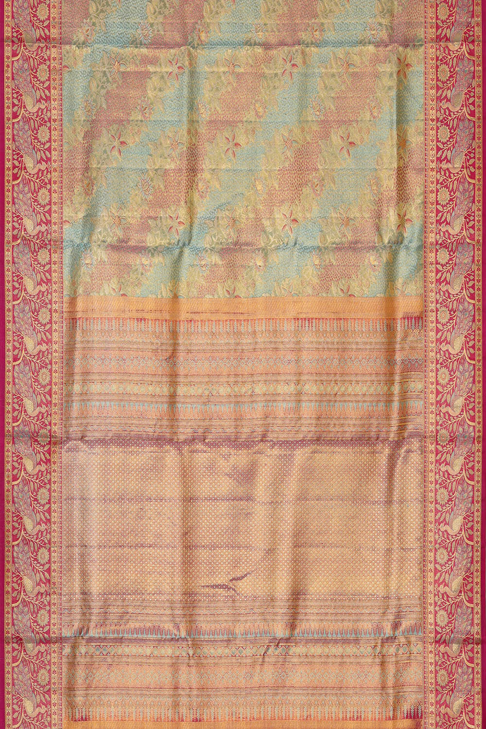 Kanchipattu Blue Tissue Brocade Saree