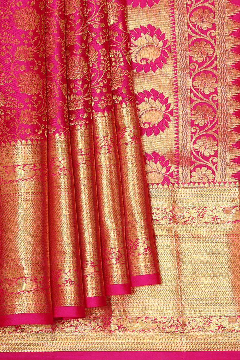 Image of Kanchipattu Rani Pink Brocade Saree