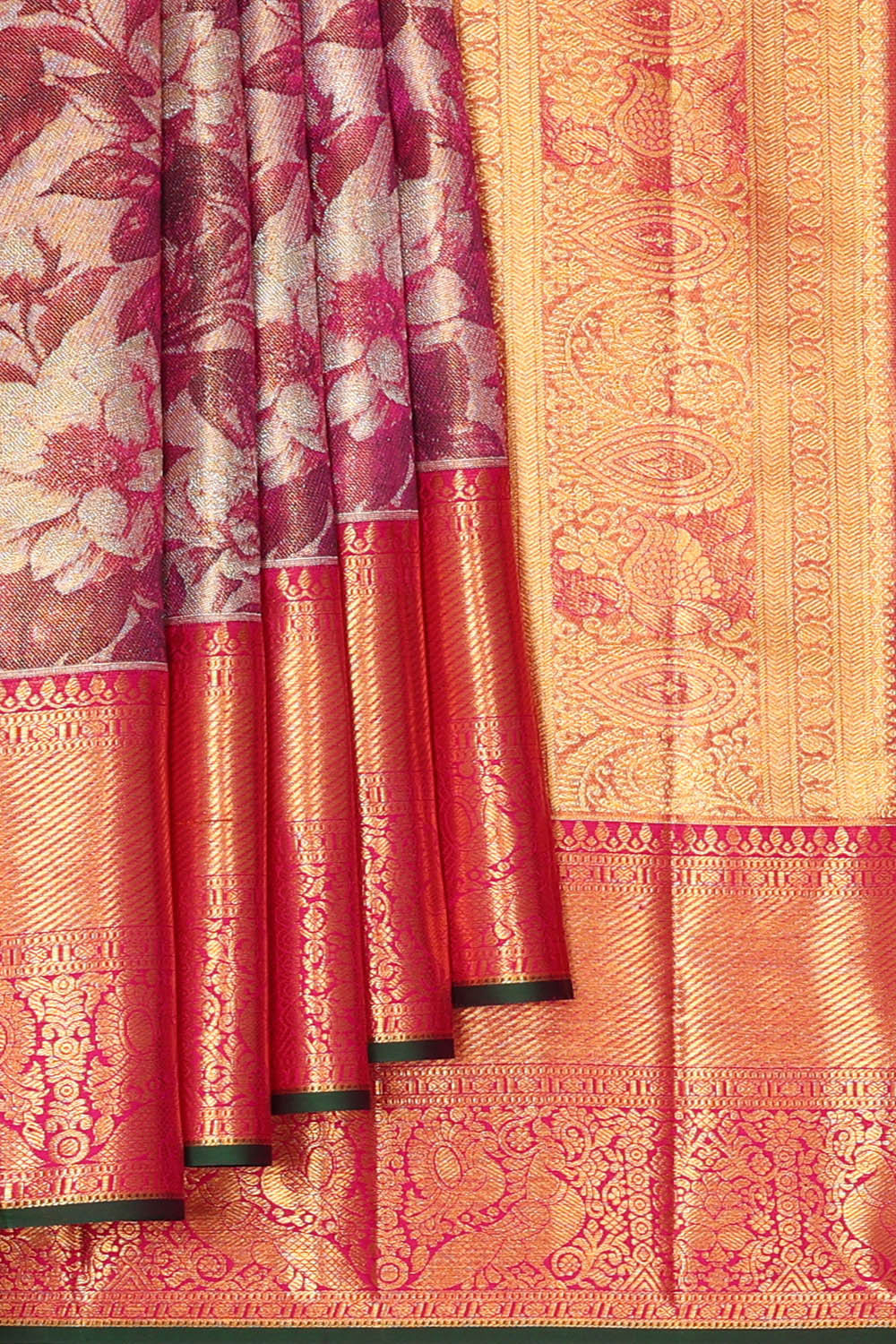 Image of Kanchipattu Magenta Red Tissue Brocade Saree