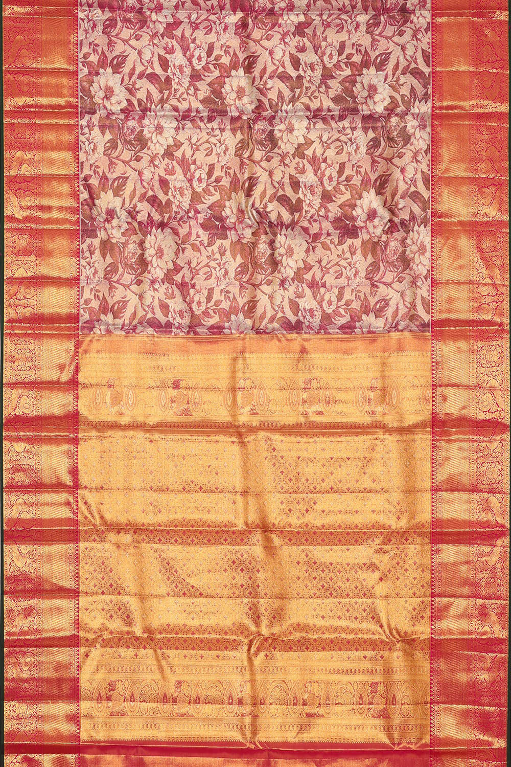Image of Kanchipattu Magenta Red Tissue Brocade Saree