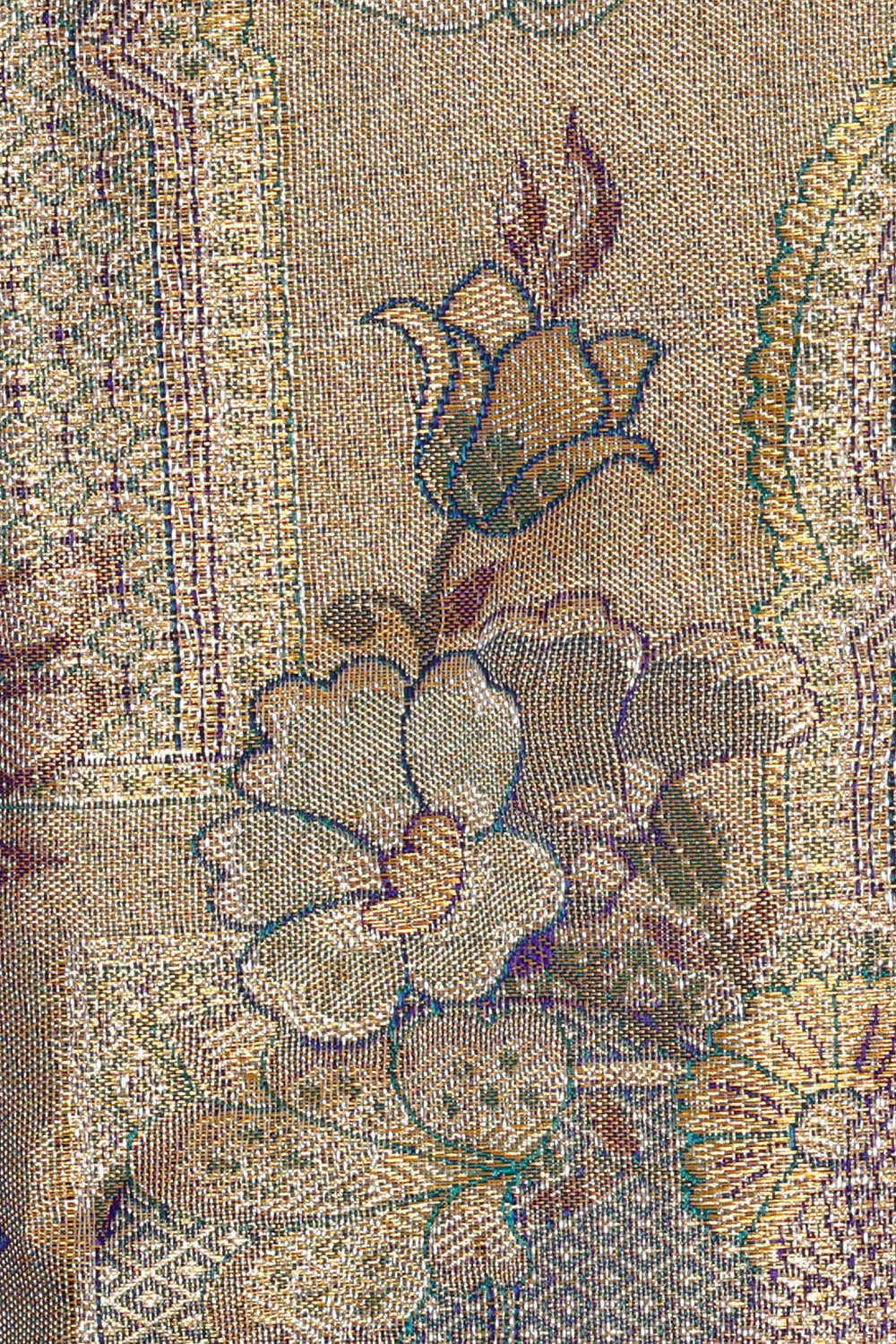 Image of Kanchipattu Golden Blue Tissue Brocade Saree