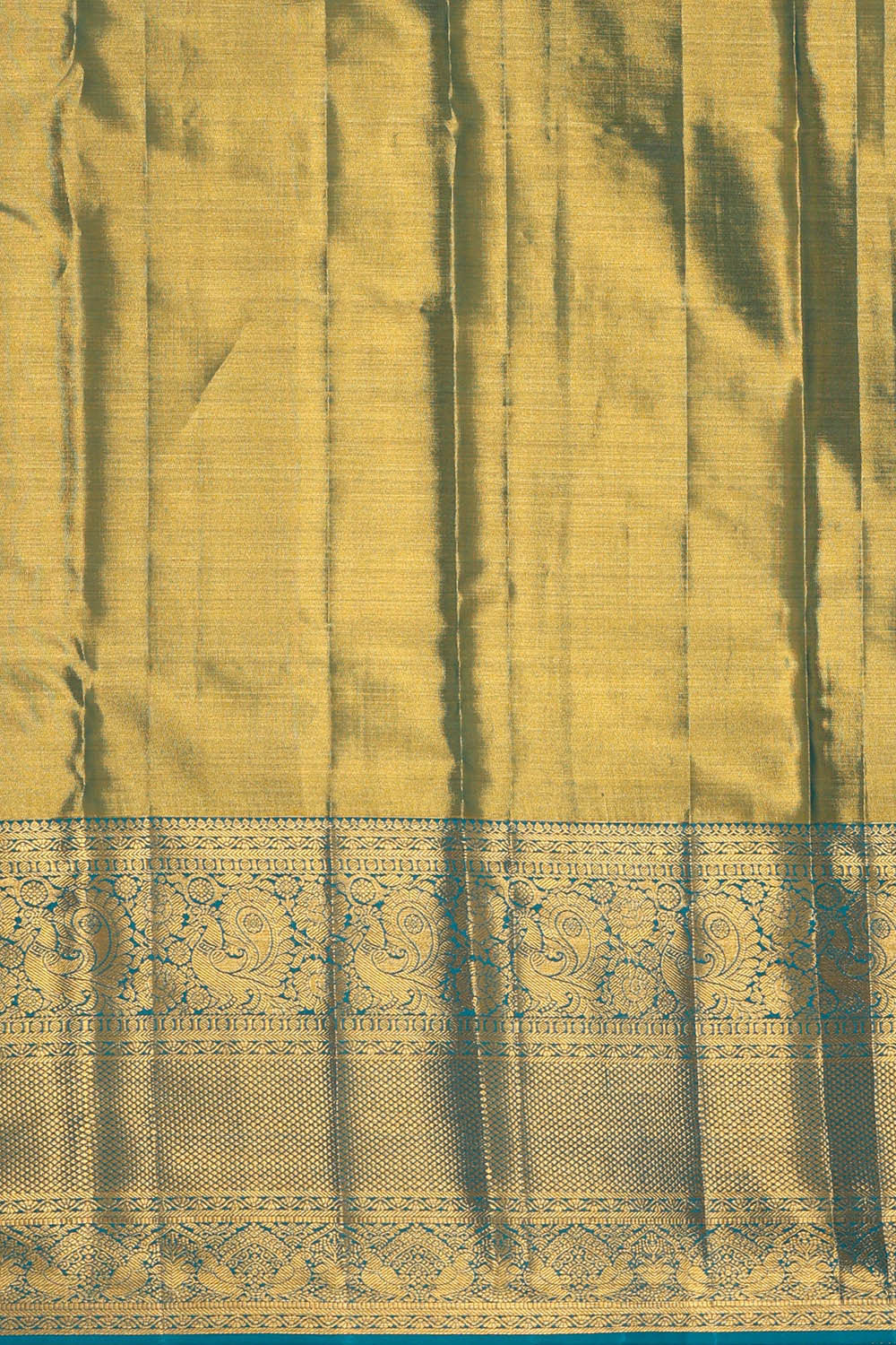 Image of Kanchipattu Golden Blue Tissue Brocade Saree
