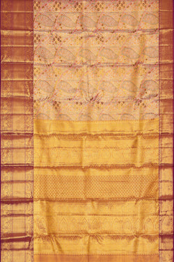 Image of Kanchipattu Golden Peach Tissue Brocade Saree