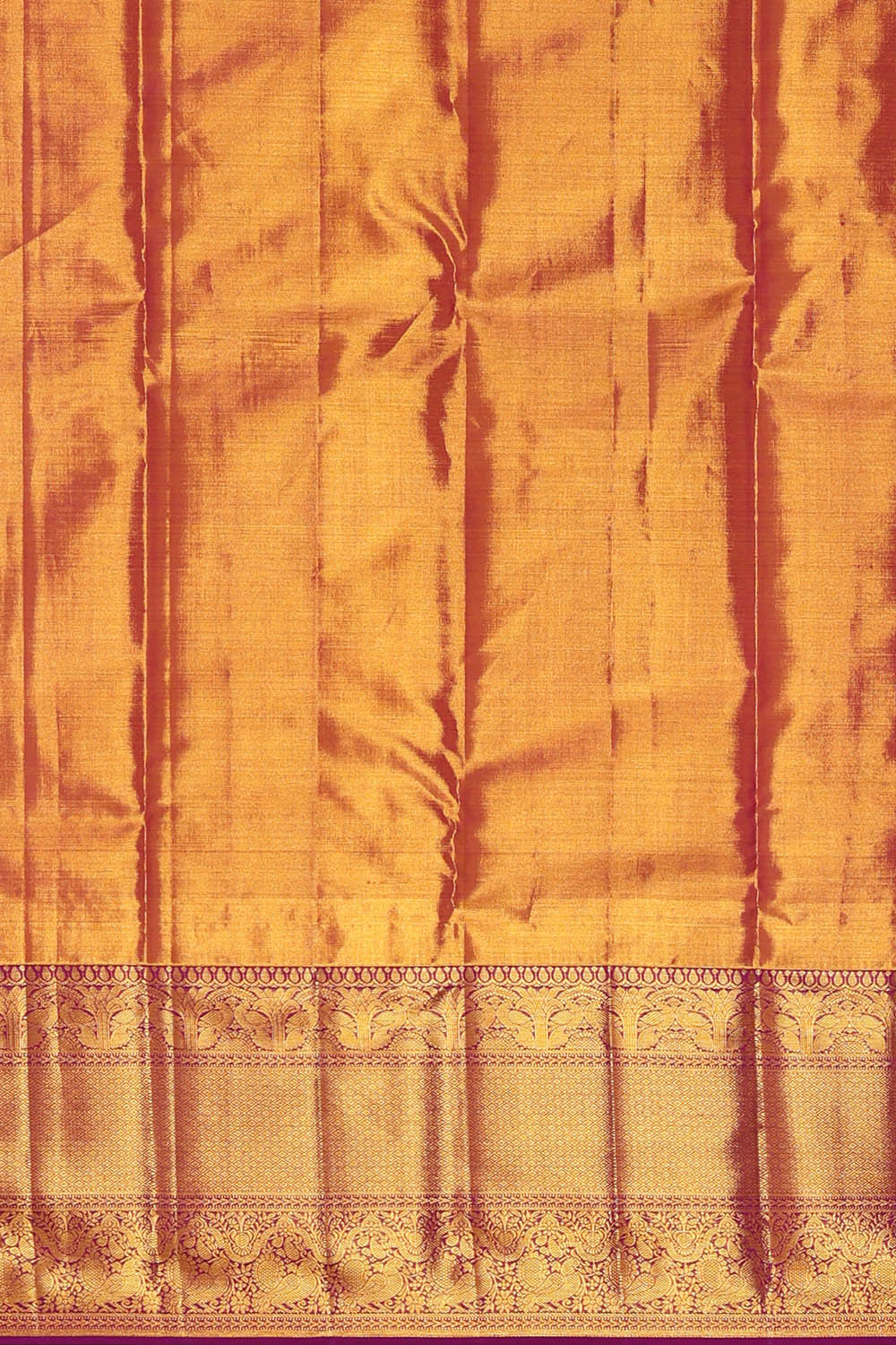 Kanchipattu Golden Peach Tissue Brocade Saree