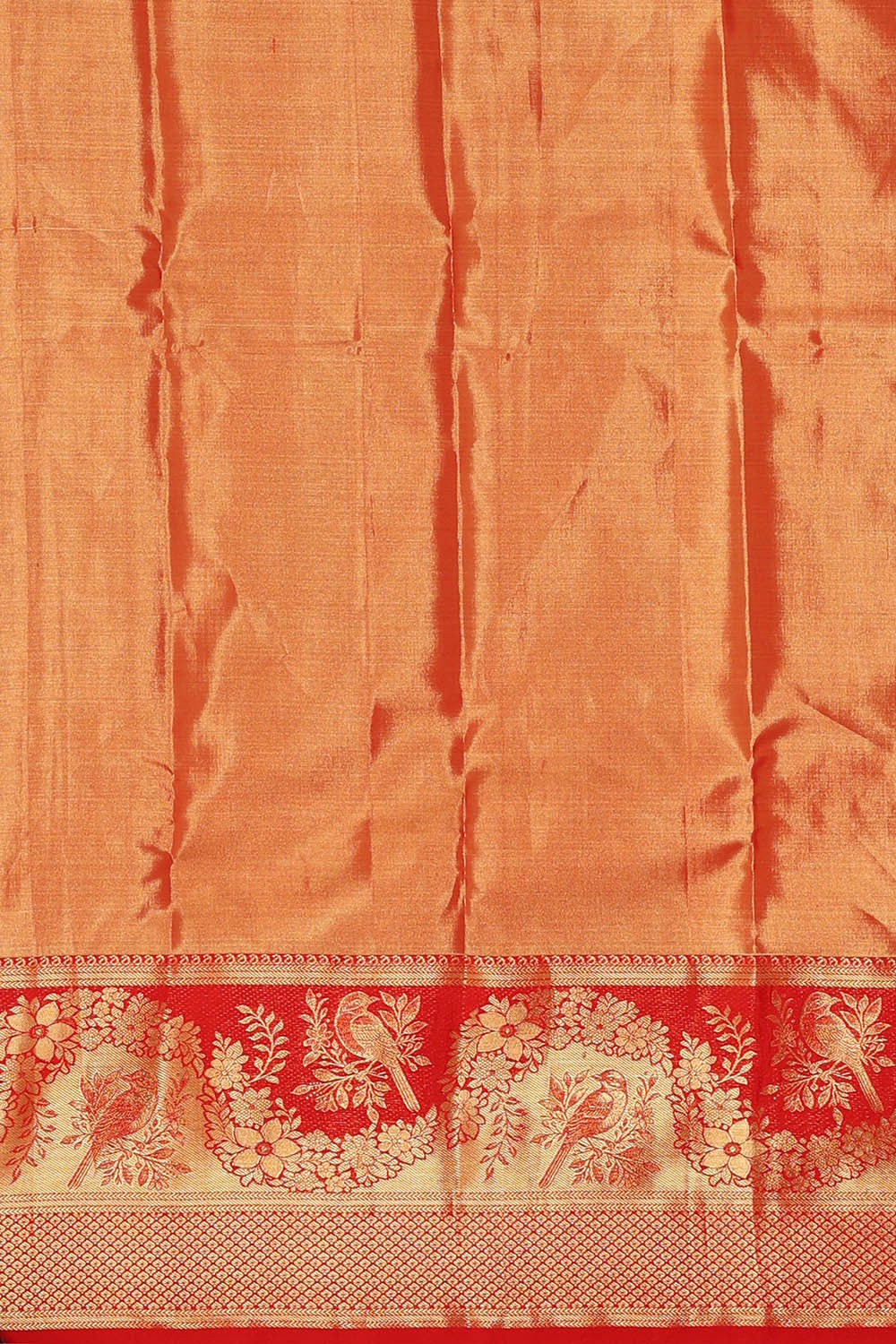 Kanchipattu Golden Red Tissue Brocade Saree