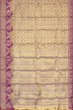 Image of Kanchipattu Golden Magenta Purple Tissue Brocade Saree