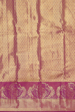Image of Kanchipattu Golden Magenta Purple Tissue Brocade Saree