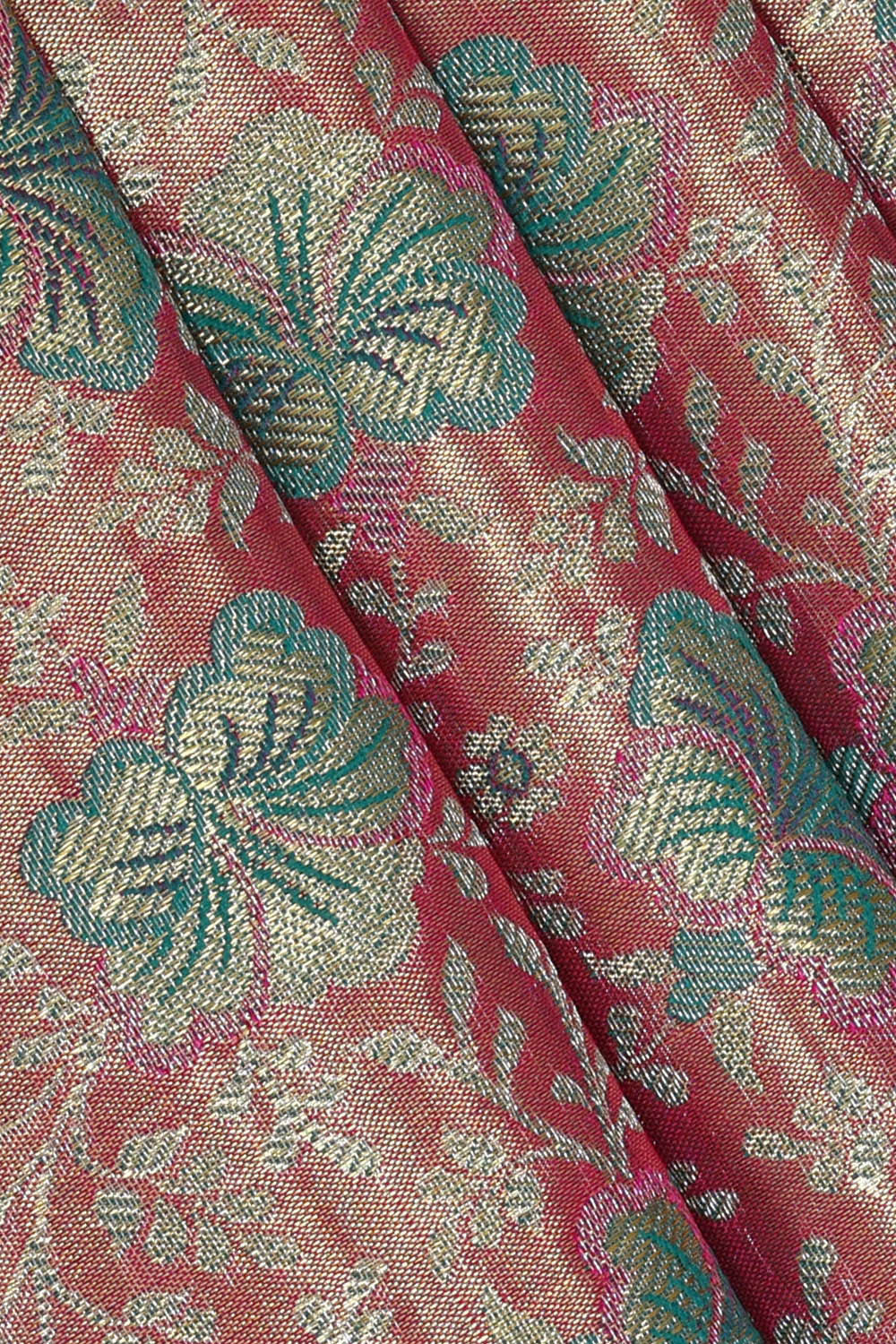 Kanchipattu Golden Pink Tissue Brocade Saree
