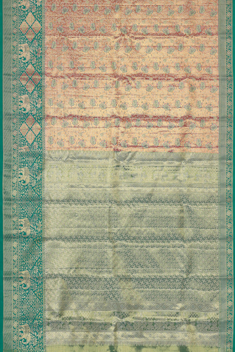 Kanchipattu Golden Pink Tissue Brocade Saree