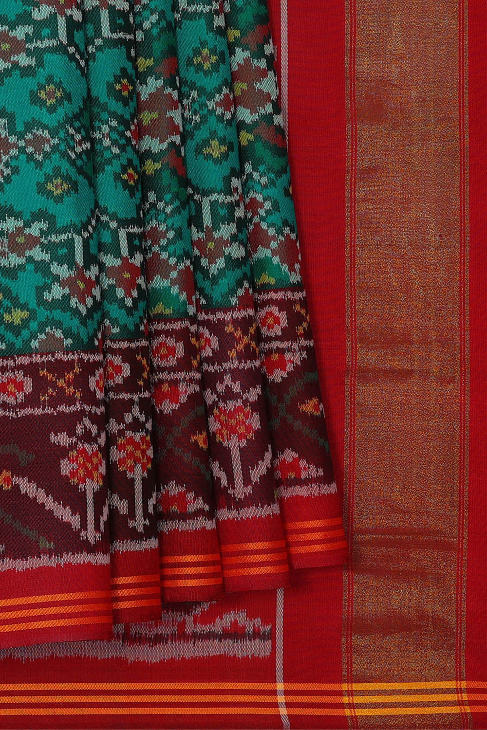 Image of Patan Patola Deep Sea Green Saree