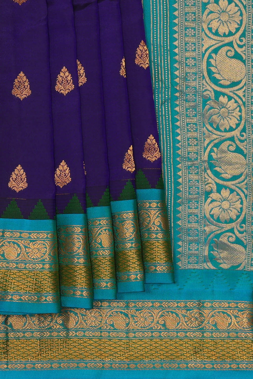 Image of Gadwal Silk Dark Blue Saree