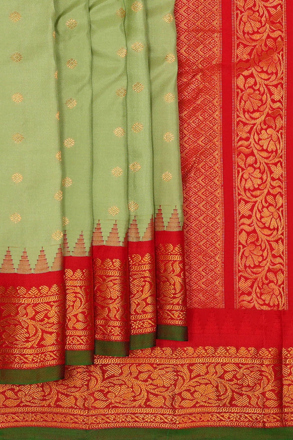 Image of Gadwal Silk Pista Green Saree