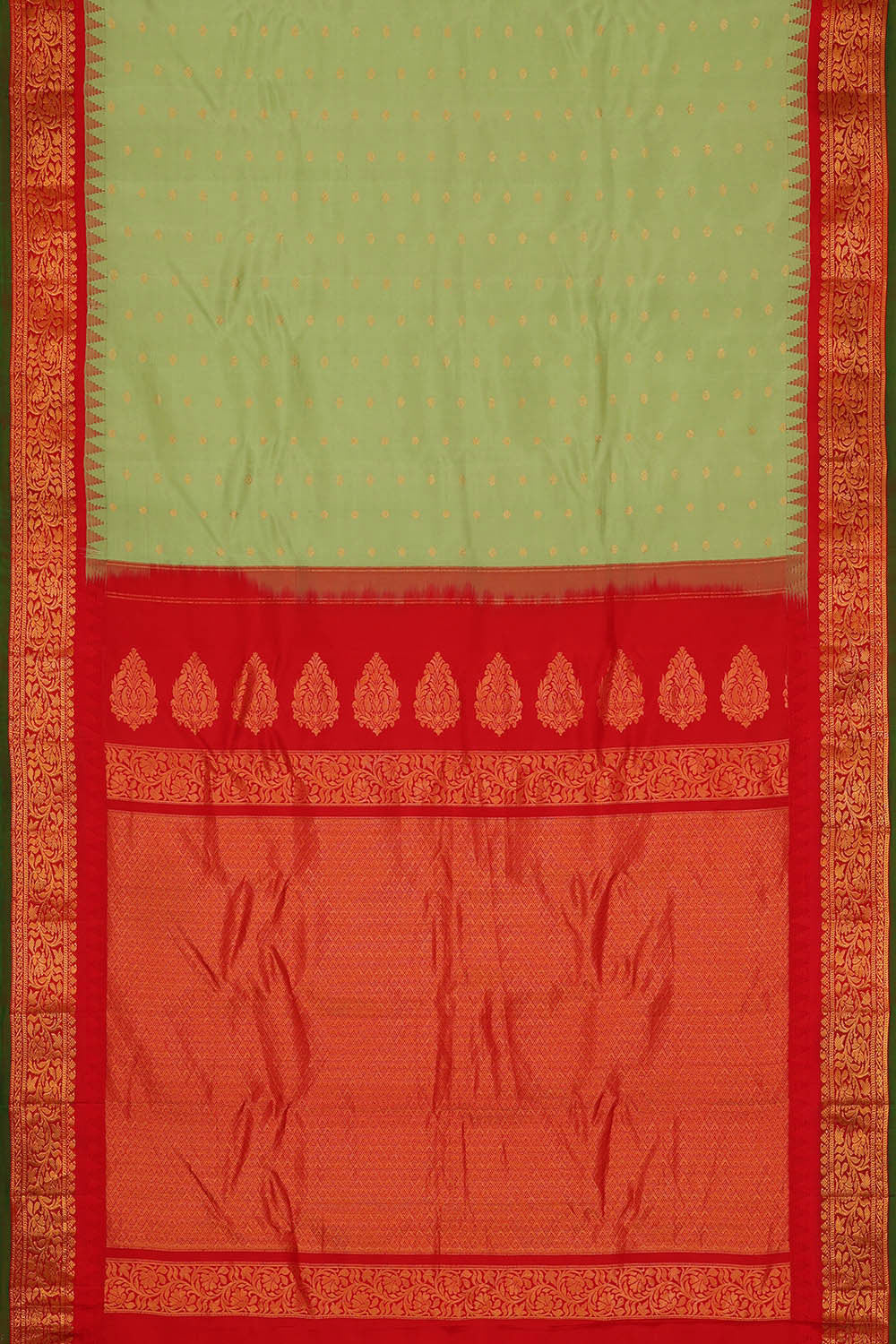 Image of Gadwal Silk Pista Green Saree
