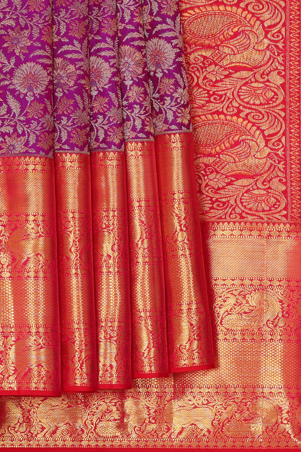 Kanchipattu Magenta Purple Brocade Saree