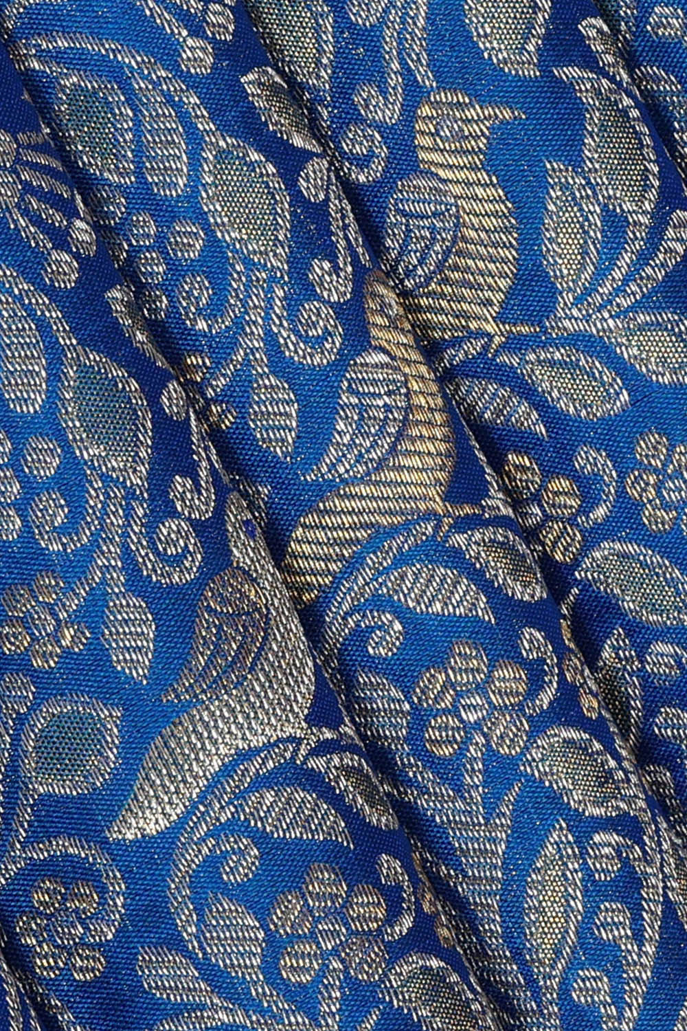Kanchipattu Peacock Blue Brocade Saree