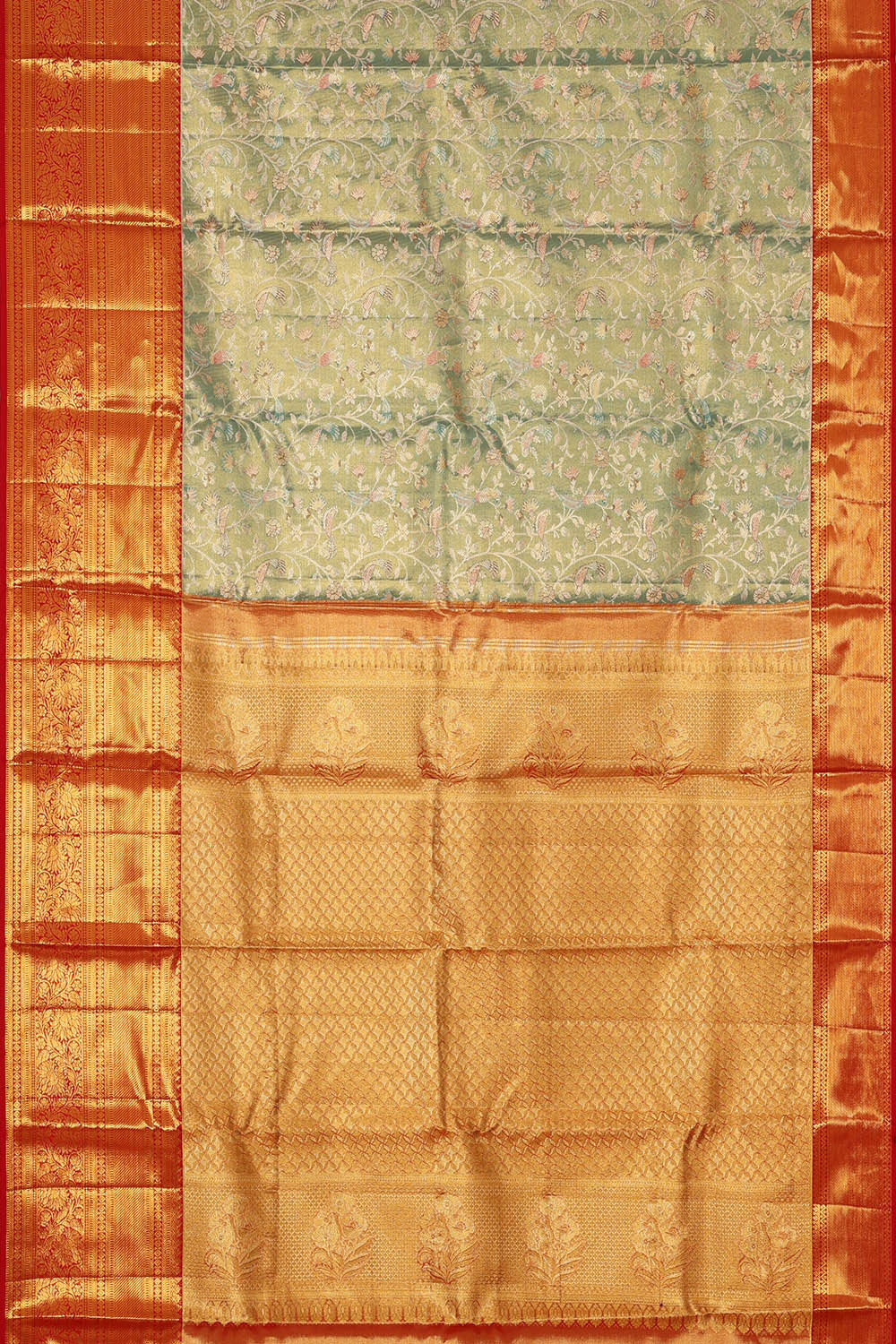 Image of Kanchipattu Golden Blue Tissue Brocade Saree