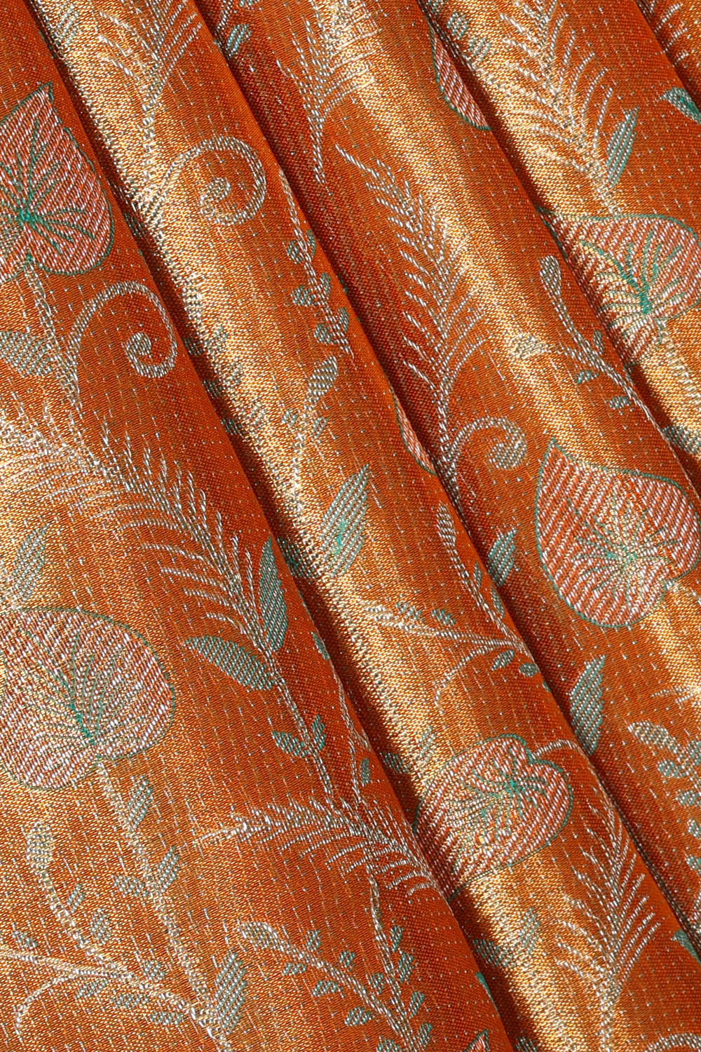Kanchipattu Orange Tissue Brocade Saree