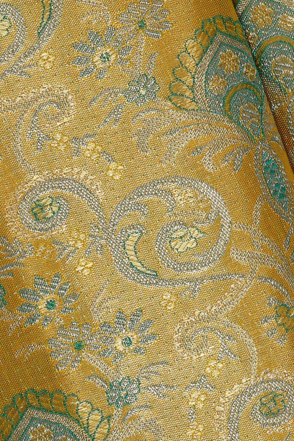 Image of Kanchipattu Yellow Tissue Brocade Saree
