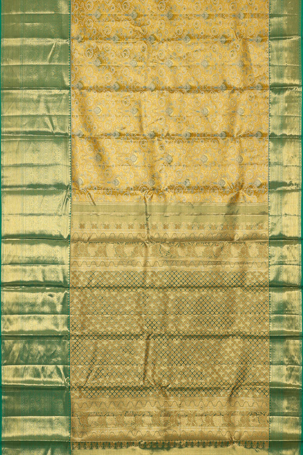 Image of Kanchipattu Yellow Tissue Brocade Saree