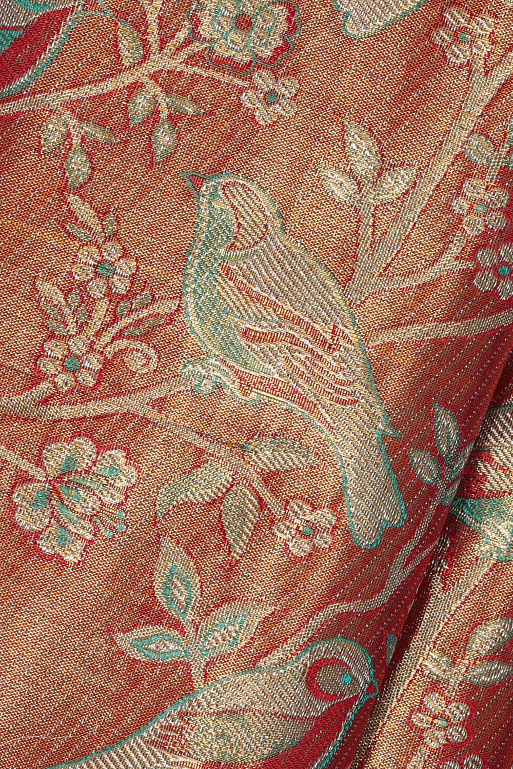 Image of Kanchipattu Peach Tissue Brocade Saree