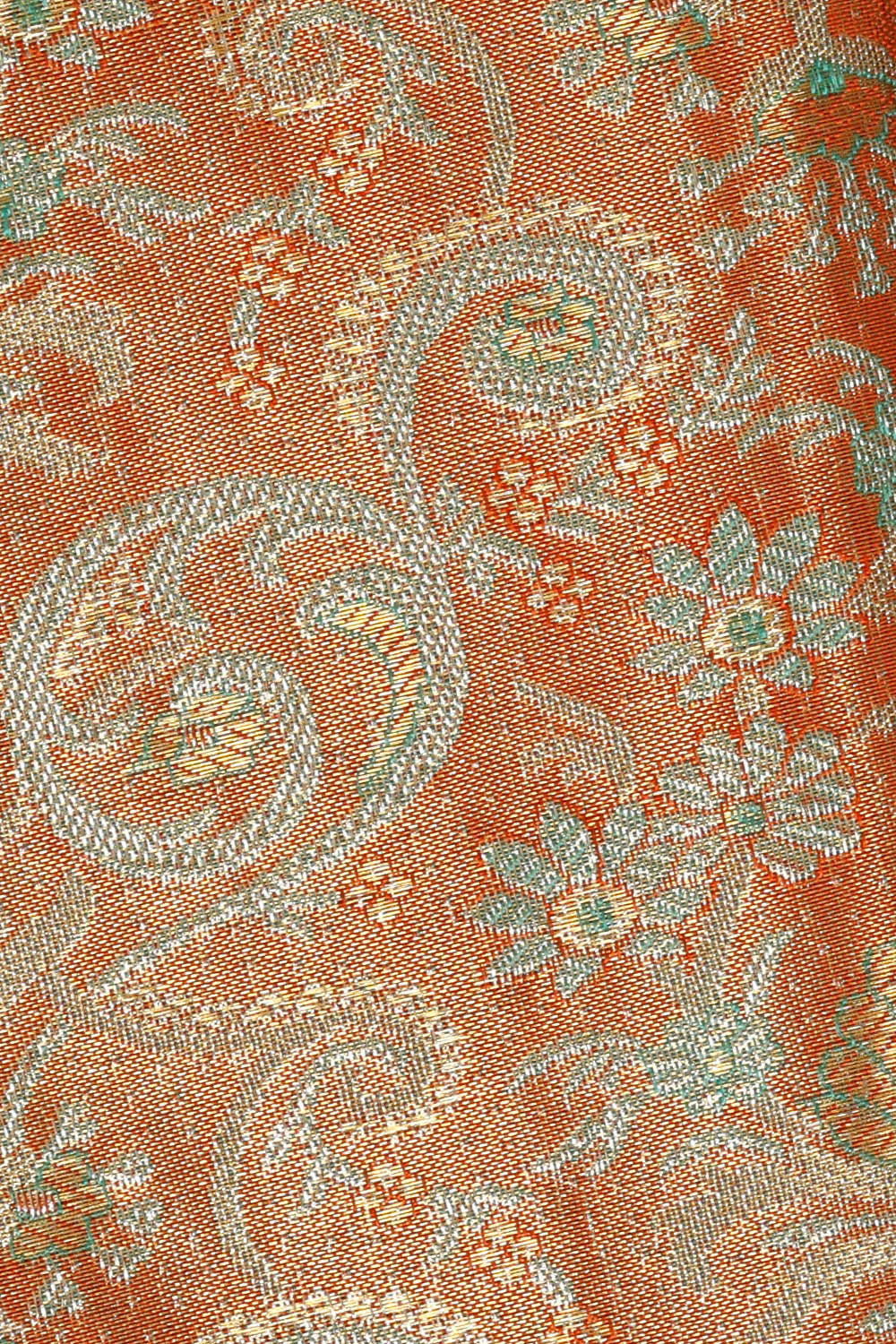 Image of Kanchipattu Orange Tissue Brocade Saree
