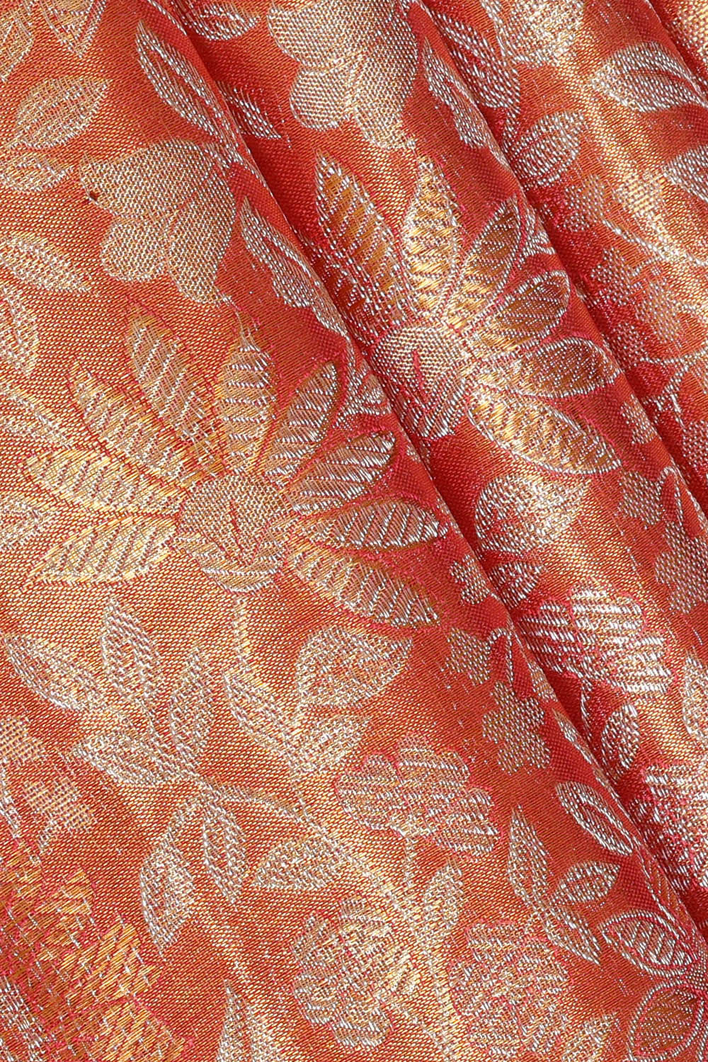 Image of Kanchipattu Golden Peach Tissue Brocade Saree