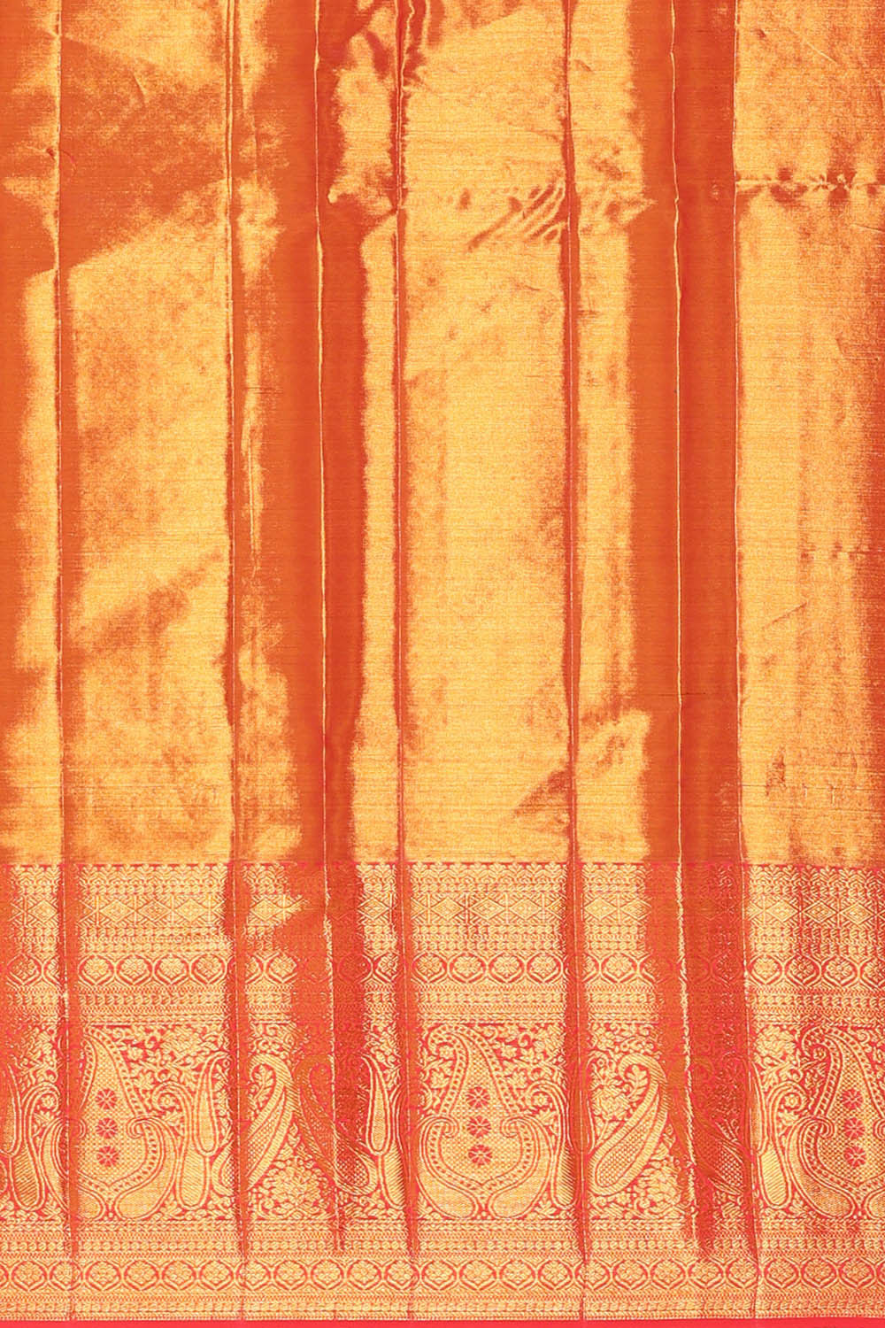 Kanchipattu Golden Peach Tissue Brocade Saree