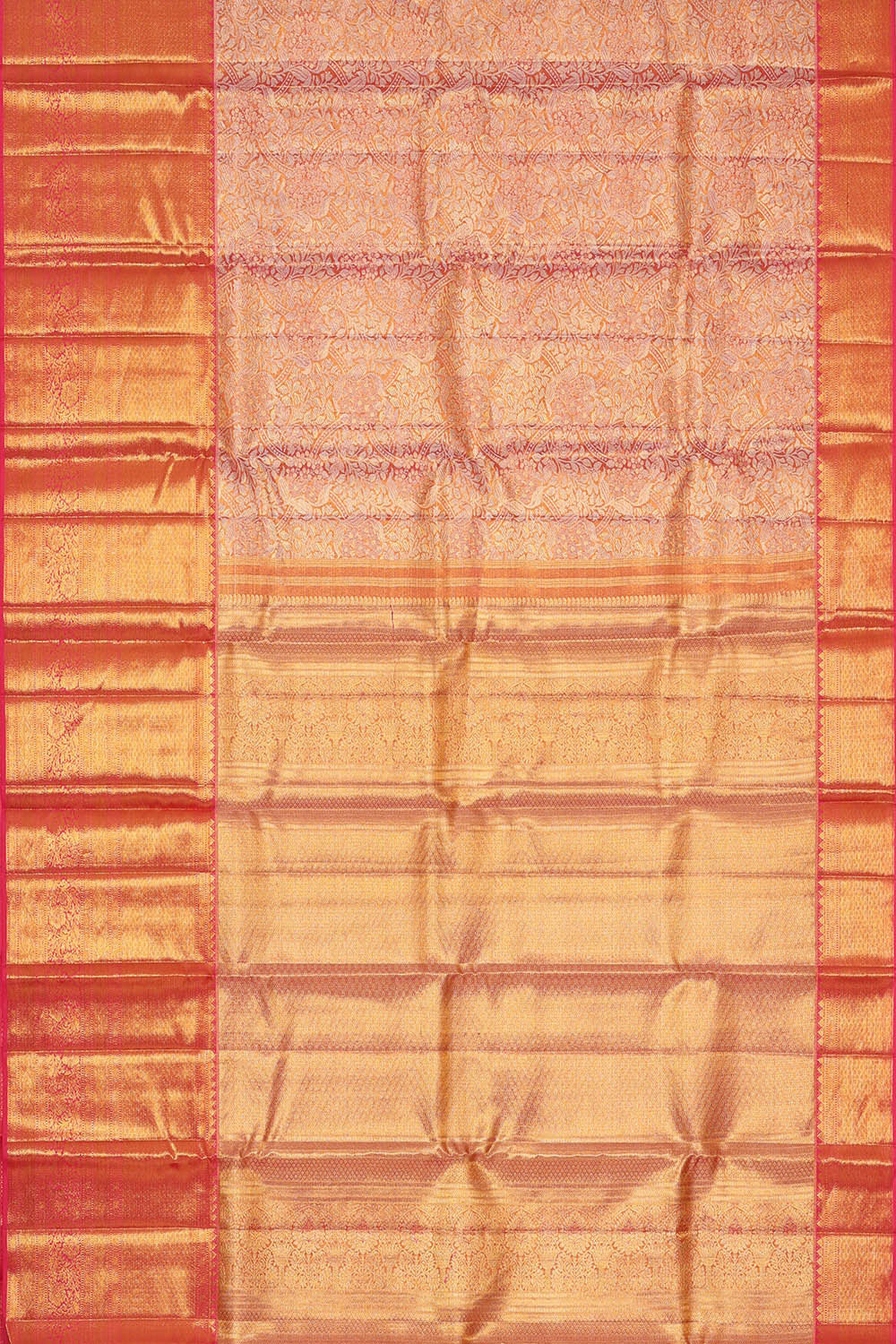 Kanchipattu Peach Tissue Brocade Saree