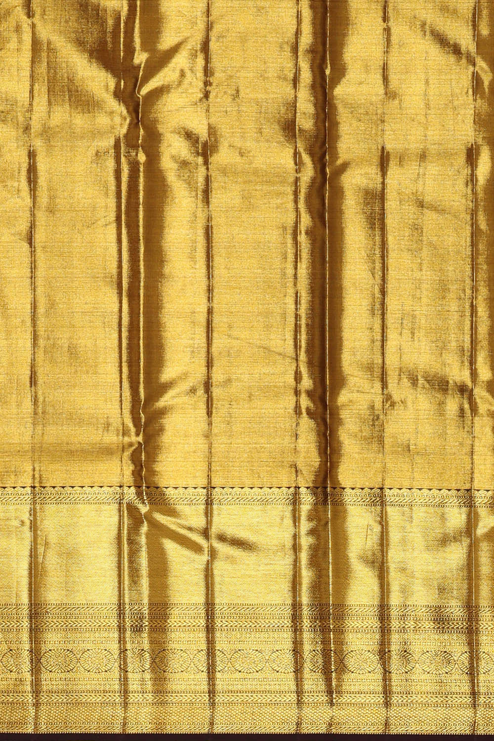 Image of Kanchipattu Golden Dark Brown Tissue Brocade Saree